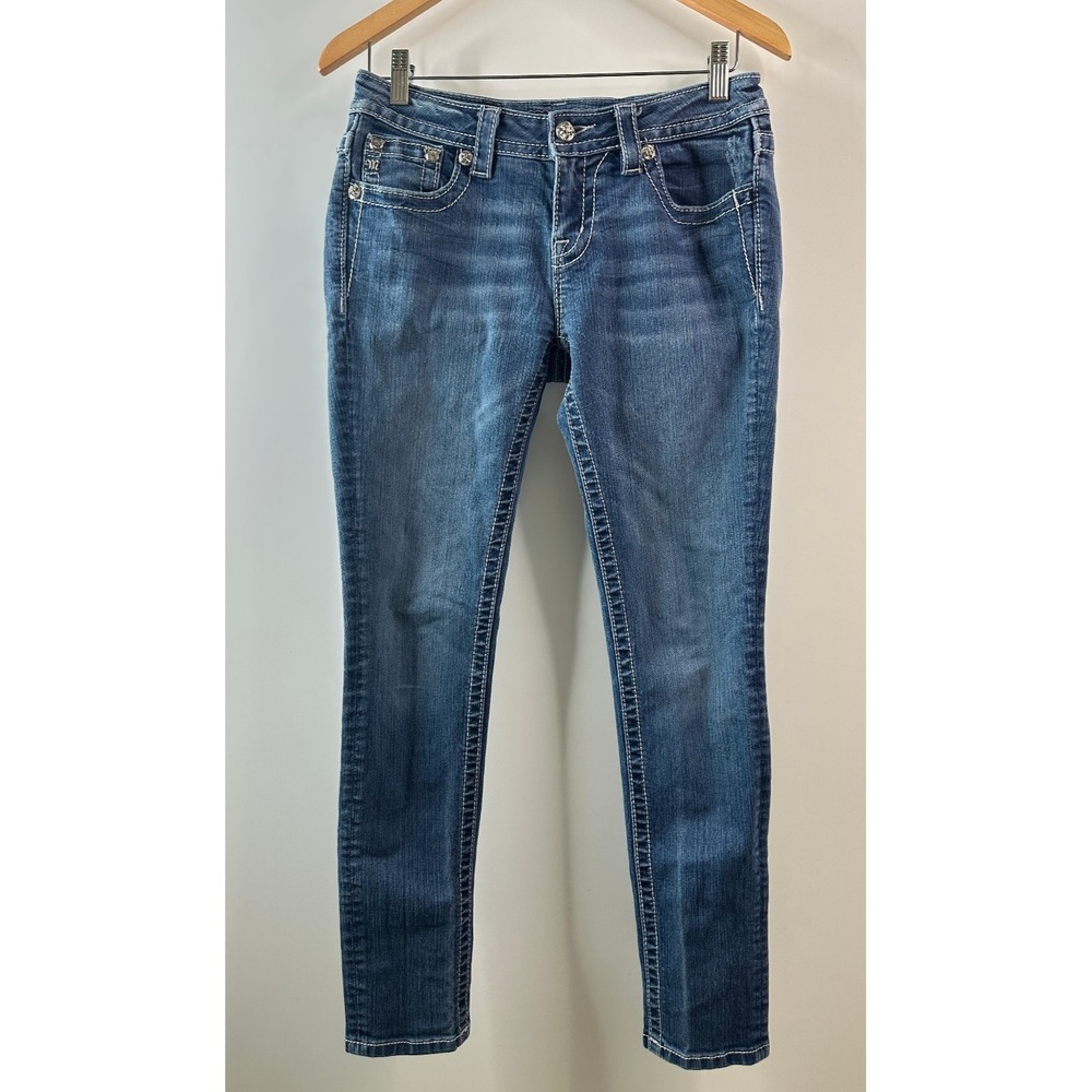 Miss Me Mid Rise Skinny Jeans Size 28 Zebra Sequin Studded Flap Pocket Denim - Picture 3 of 16